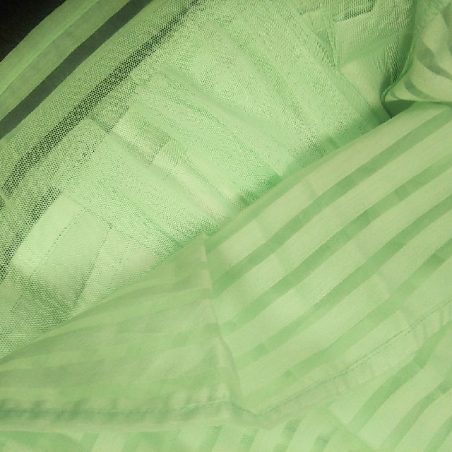 MERCURYDUO(マーキュリーデュオ)の【値下】MERCURYDUO ボーダータックオーガンジースカート ミントグリーン レディースのスカート(ひざ丈スカート)の商品写真