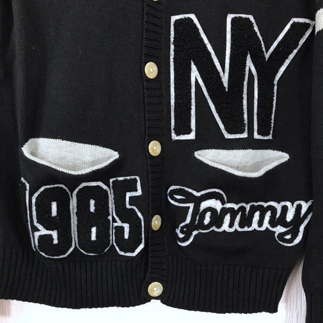 TOMMY(トミー)のワッペンロゴ♪  トミー カーディガン M 黒 コットンニット NY 1985 メンズのトップス(カーディガン)の商品写真