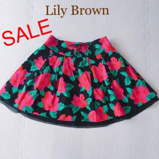 リリーブラウン(Lily Brown)のLily Brown❤️モザイクフラワーハイウエストスカート(ミニスカート)