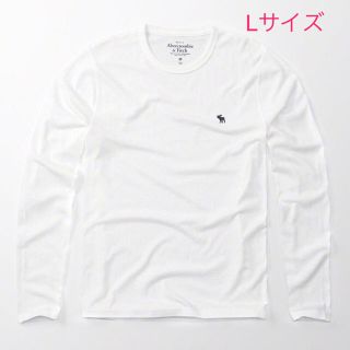 アバクロンビーアンドフィッチ(Abercrombie&Fitch)の即発送ラスト1枚♪【L】アバクロメンズ秋定番クールネックワンポイントロンT 白(Tシャツ/カットソー(七分/長袖))