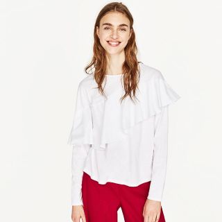 ザラ(ZARA)のZARA  フリルカットソー(カットソー(長袖/七分))