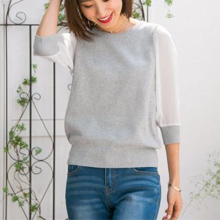 ローリーズファーム(LOWRYS FARM)の新品♡半額 サマーニット  シフォン切替(ニット/セーター)