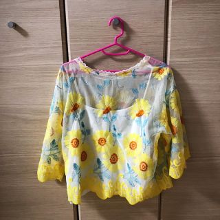 ダブルクローゼット(w closet)のダブクロ ひまわりカットソー(カットソー(半袖/袖なし))