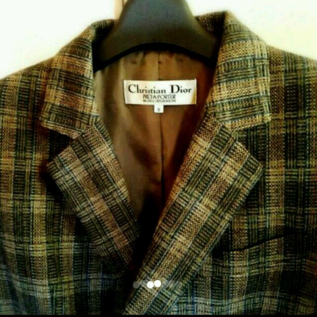 Christian Dior(クリスチャンディオール)のヴィンテージ クリスチャン・ディオール チェック柄 ジャケット レディースのジャケット/アウター(テーラードジャケット)の商品写真