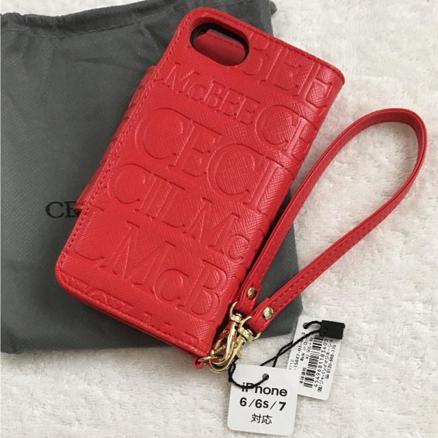 CECIL McBEE(セシルマクビー)の新品 セシルマクビー ミラー付きiPhone6/6s/7対応ケース レッド スマホ/家電/カメラのスマホアクセサリー(iPhoneケース)の商品写真