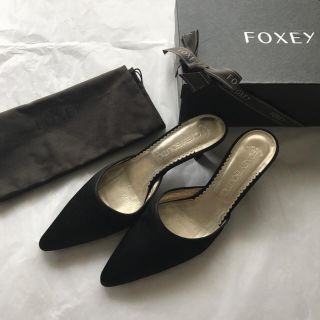 フォクシー(FOXEY)の【美品】フォクシー ミュール ブラック 23.5㎝(ミュール)