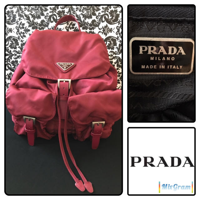 バッグ✞PRADA 赤ナイロンリュック✞