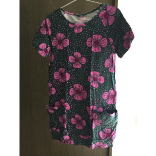 マリメッコ(marimekko)のmarimekko（マリメッコ）◆花柄グリーンワンピース(ひざ丈ワンピース)