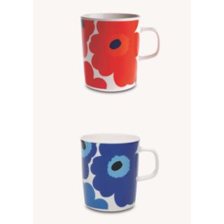 マリメッコ(marimekko)の新品マリメッコMarimekkoウニッコマグカップ2個◇レッド&ブルー(食器)