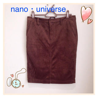 ナノユニバース(nano・universe)の【nano・universe】スエード調タイトスカート♡ブラウン(ひざ丈スカート)