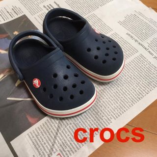 クロックス(crocs)のcrocs クロックス ネイビーサンダル 4c5サイズ(13㎝くらい)(サンダル)