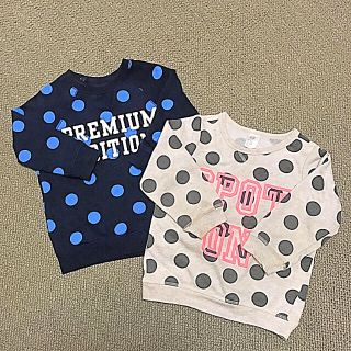 エイチアンドエム(H&M)のH&M ドット柄 スウェット 2枚セット(Tシャツ/カットソー)