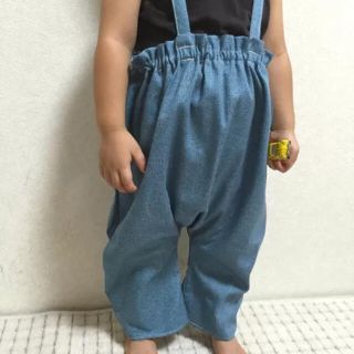 ハンドメイド ベビー サロペット デニム調ブルー サルエルパンツ(パンツ)