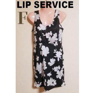 リップサービス(LIP SERVICE)の【】新品LIP SERVICE Vネック モノトーンフラワーワンピース(ミニワンピース)