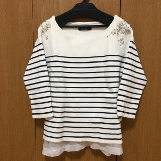 ジャスグリッティー(JUSGLITTY)のジャスグリッティー ビジュー付きボーダー プルオーバー(ニット/セーター)