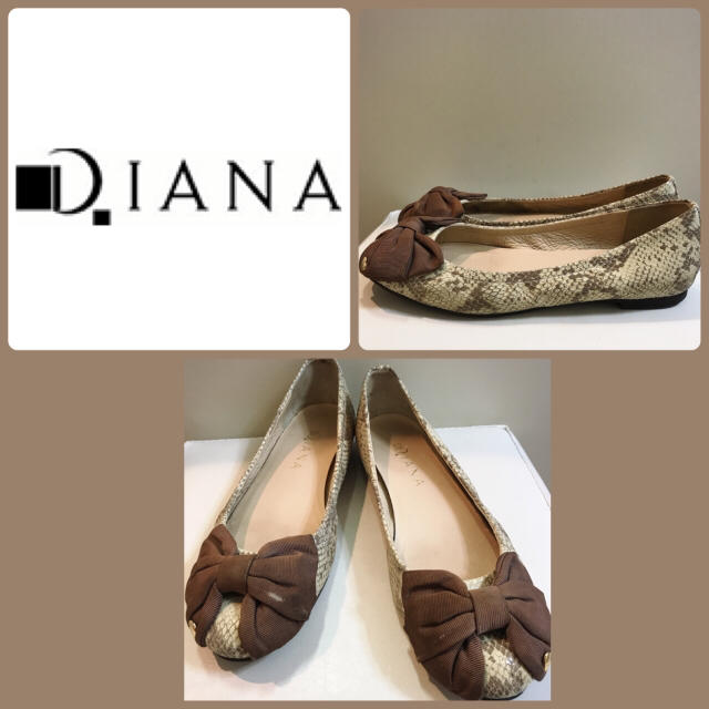DIANA(ダイアナ)のダイアナ♡パイソンレザー×リボン フラット パンプス♡ レディースの靴/シューズ(ハイヒール/パンプス)の商品写真