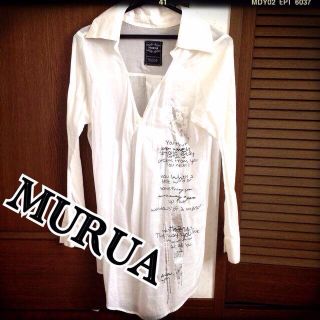 ムルーア(MURUA)のMURUA☆透け感白ロングシャツ(シャツ/ブラウス(長袖/七分))