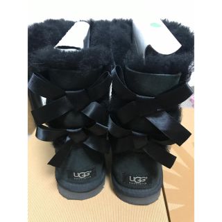 アグ(UGG)のUGG ブーツ ブラック リボン(ブーツ)