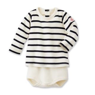 プチバトー(PETIT BATEAU)の大人気♡定番マリニエールボーダー コンビボディ(ロンパース)