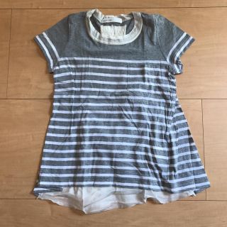 サカイラック(sacai luck)のsacai luck バックレースボーダーカットソー (Tシャツ(半袖/袖なし))