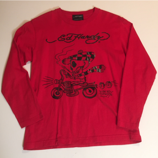 エドハーディー(Ed Hardy)の超綺麗！ エドハーディー ロング Ｔシャツ 赤（レッド）(Tシャツ/カットソー(七分/長袖))