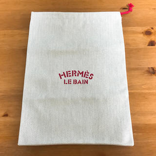 エルメス(Hermes)のエルメス LE BAIN レッド 赤 キャンパス 巾着袋 新品(ポーチ)