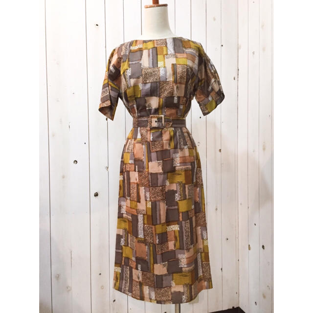 Vintage 50s~60s 総柄 ワンピース/古着 ビンテージ - honegori.co.jp