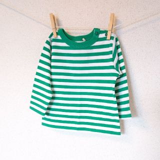 マーキーズ(MARKEY'S)のsize90 未使用定価1,600円 マーキーズボーダーロングTシャツ グリーン(Tシャツ/カットソー)