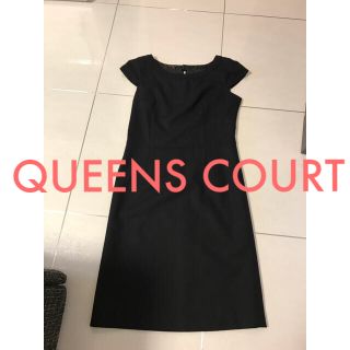 クイーンズコート(QUEENS COURT)の美品クイーンズコート ワンピース 黒(ひざ丈ワンピース)