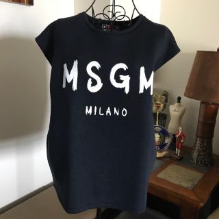 エムエスジイエム(MSGM)の☆❣️お値下げMSGM ボンディング素材 ノースリーブスウェット ネイビー☆(トレーナー/スウェット)