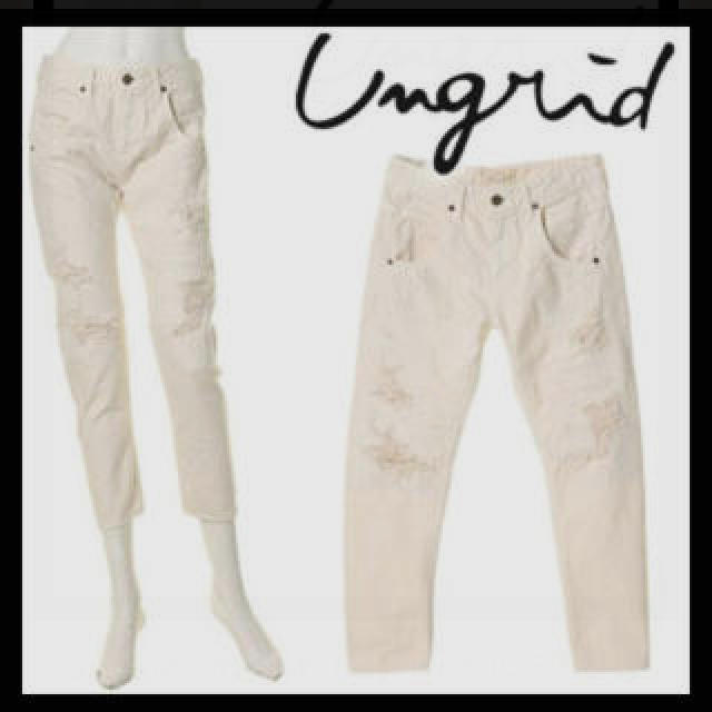 Ungrid(アングリッド)のungrid ホワイトサルエルデニム レディースのパンツ(デニム/ジーンズ)の商品写真