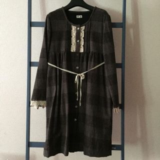 エスティークローゼット(s.t.closet)のキヲクさま専用 s.t.closet レース付き ブラウンチェック ワンピース (ひざ丈ワンピース)