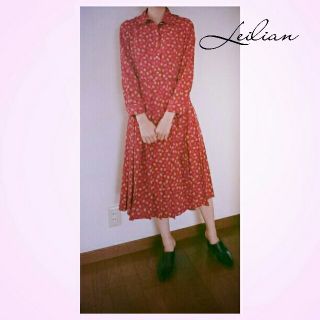 レリアン(leilian)のused Leilian 葉っぱ柄 レトロワンピース(ひざ丈ワンピース)