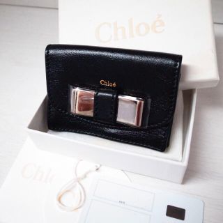 クロエ(Chloe)の正規品♡超美品♡クロエ リリィ 名刺入れ 黒 リボン レザー バッグ 財布 小物(名刺入れ/定期入れ)