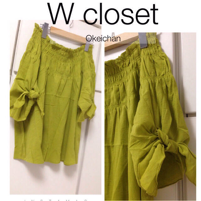 w closet(ダブルクローゼット)の1度使用しました☆リボン袖シャーリングブラウス マスタード レディースのトップス(シャツ/ブラウス(半袖/袖なし))の商品写真