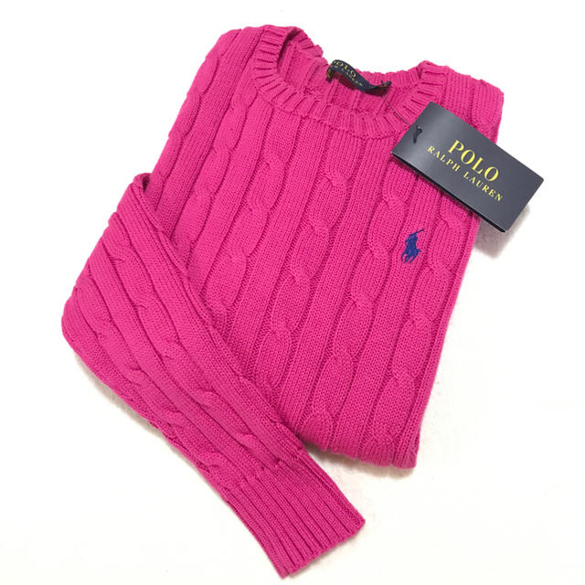 POLO RALPH LAUREN(ポロラルフローレン)の定価17,280円♡新品✨コットン ケーブルニット / ピンク S レディースのトップス(ニット/セーター)の商品写真