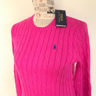 ポロラルフローレン(POLO RALPH LAUREN)の定価17,280円♡新品✨コットン ケーブルニット / ピンク S(ニット/セーター)