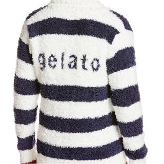 ジェラートピケ(gelato pique)の新品未使用タグ付き ジェラートピケオム サガラ刺繍ボーダーガーディガン グレー(カーディガン)