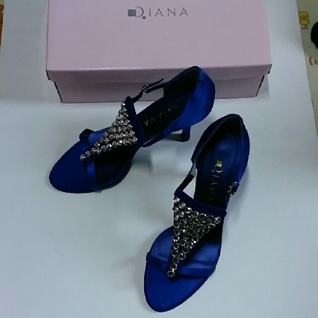 DIANA(ダイアナ)のダイアナ　ブルー　サテンビシューハイヒール　サンダル レディースの靴/シューズ(ハイヒール/パンプス)の商品写真
