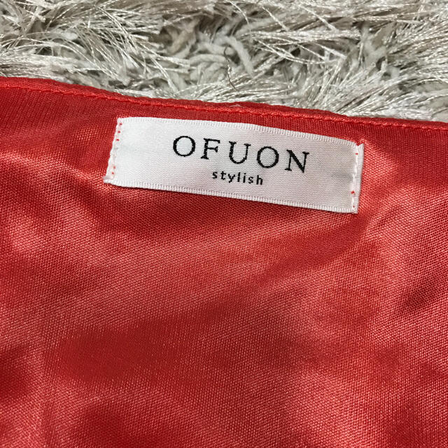 OFUON(オフオン)の値下げ OFUONオフオン/38水玉ワンピース/レッド レディースのワンピース(ひざ丈ワンピース)の商品写真