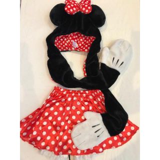 ディズニー(Disney)の◆ディズニーランド購入♡ミニーリボン帽子マフラー手袋&しっぽ付スカート◆(スカート)