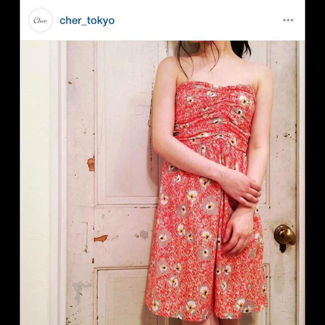 Cher(シェル)のcCher シェル VINTAGEライクなパンジー柄ベアワンピース 美品♡ レディースのワンピース(ミニワンピース)の商品写真