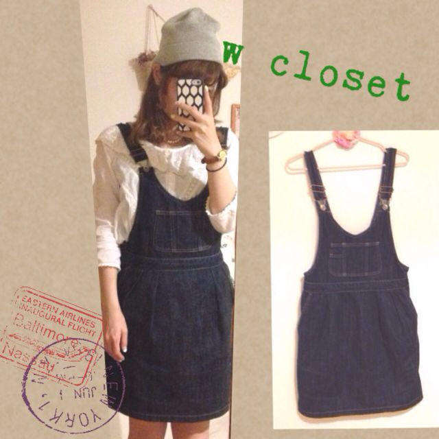 w closet(ダブルクローゼット)のwclosetデニムジャンスカ レディースのパンツ(サロペット/オーバーオール)の商品写真