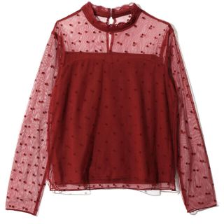 グレイル(GRL)の【売約済】新品◇ドットチュールハイネックトップス◇ちぃぽぽ着用◇送料込(カットソー(長袖/七分))