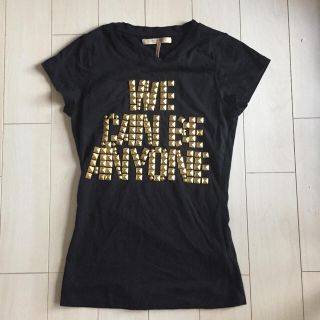 ザラ(ZARA)の美品！ZARAザラ＊ゴールドスタッズ ロゴTシャツ カットソー(Tシャツ(半袖/袖なし))