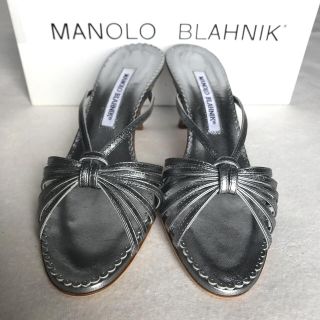 マノロブラニク(MANOLO BLAHNIK)の新品未使用 MANOLO BLAHNIK サンダル シルバー 37.5 マノロ(サンダル)