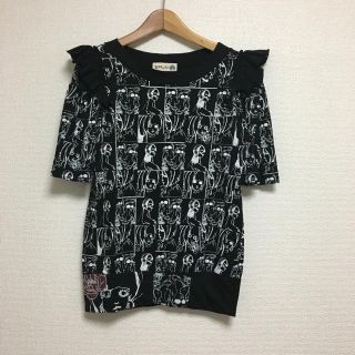 スカラー(ScoLar)のSCOLAR スカラー 肩フリル 総柄 カットソー Tシャツ M(Tシャツ(半袖/袖なし))