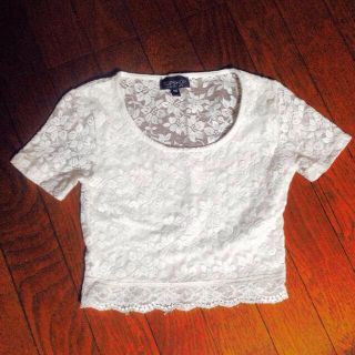 トップショップ(TOPSHOP)のTOPSHOP レースクロップドTシャツ(Tシャツ(半袖/袖なし))