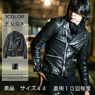 フーガ(FUGA)の美品　FUGA　2016AW　ダブルライダース　レザー　４４Ｍ　本革　ブラック黒(ライダースジャケット)