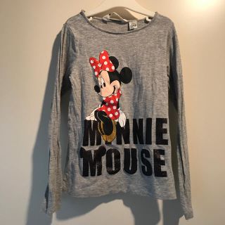 エイチアンドエム(H&M)のキッズH&M☆ミニーちゃんロンT グレー(Tシャツ/カットソー)